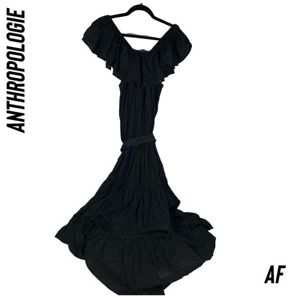 Erika Pena Orchid Ruffled Maxi Dress In Black NWT XS/S - Picture 9 of 9